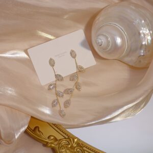Zircon Temperament Pearl Chain Back Hanging Type Two Ear Bone Clip Earrings
