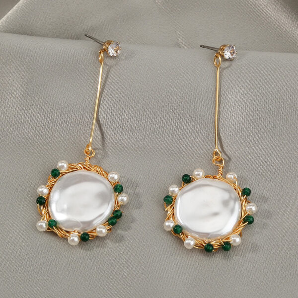 Imitation Pearl hand-wound electroplated genuine gold stud - Image 5
