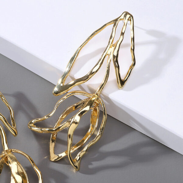 Fashion Geometric Metal Leaf Earrings Female - Image 2