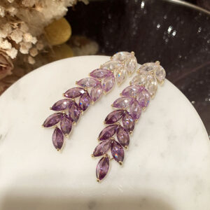 Long Transparent Purple Gradient Ear Earrings