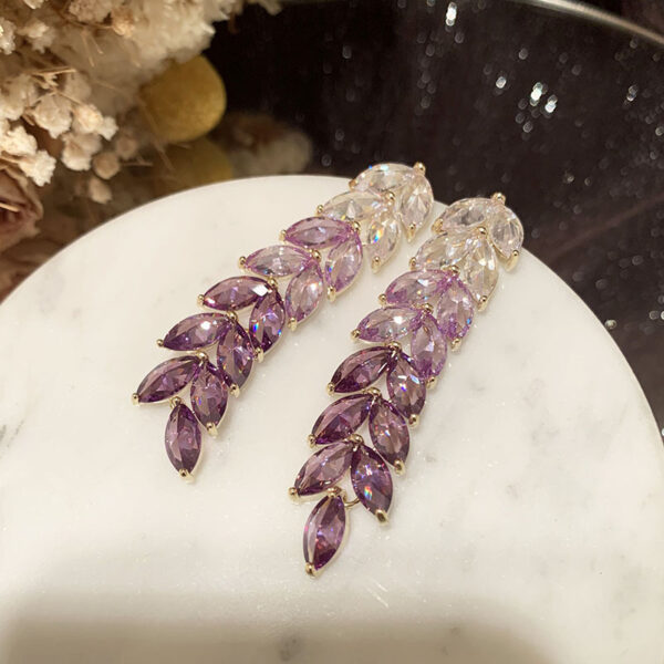 Long Transparent Purple Gradient Ear Earrings