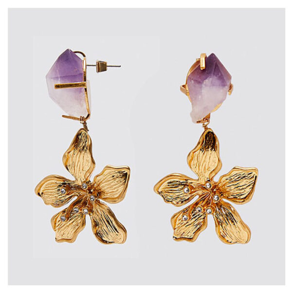 Metal flower earrings - Image 6