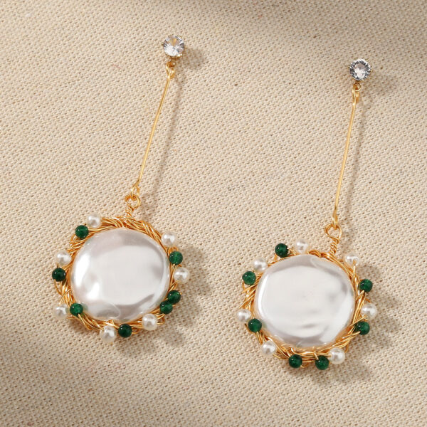 Imitation Pearl hand-wound electroplated genuine gold stud - Image 3