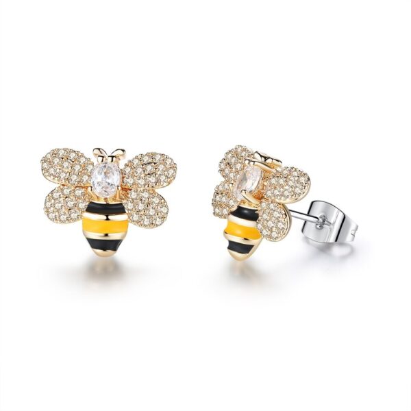 3 Styles Korean Inlaid Crystal Rhinestone Bee Earings For Women Sweet Beauty Simple Atmosphere Stud Earrings D333 - Image 4