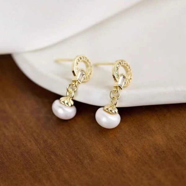 Micro Inlaid Zircon Plated 18K Elegant Sweet Pearl - Image 4