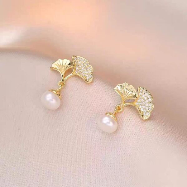 Micro Inlaid Zircon Plated 18K Elegant Sweet Pearl - Image 5