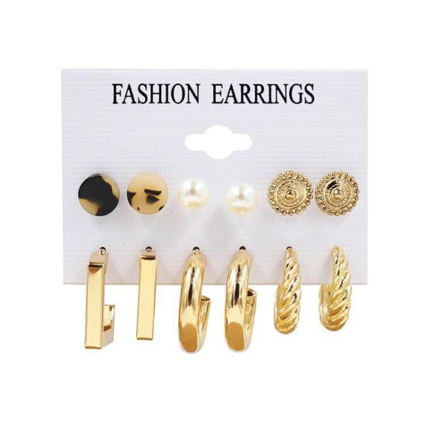 Women's Fashion Exaggerated Geometry Metal C- Shaped Earings Set - Image 8