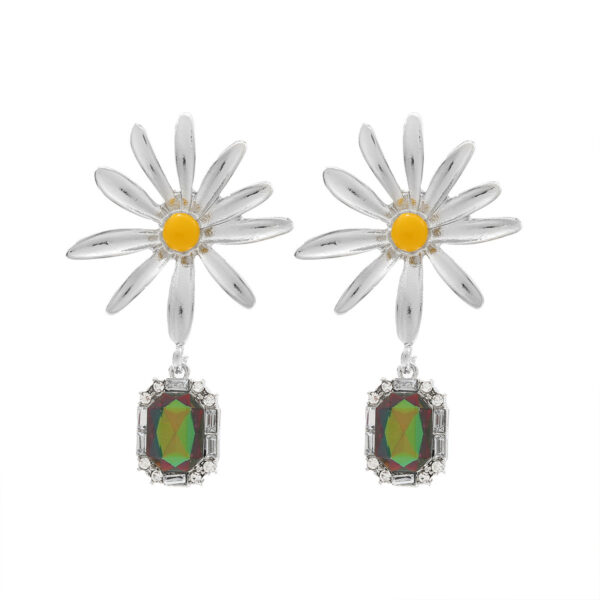 Flower Rhinestone Eardrops Earrings Exaggerated Ladies - Image 5